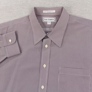 Paul Fredrick Shirt Mens Size 18-36 Red Black Dots Long Sleeve Button Up